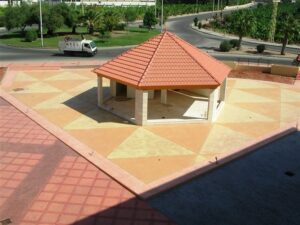 Geometric patterned courtyard