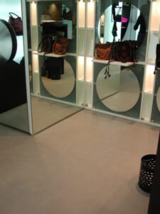 Retail store interior with handbags