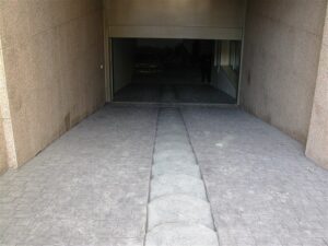 Underground parking garage entrance ramp