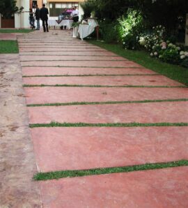 Stone path with greenery accents