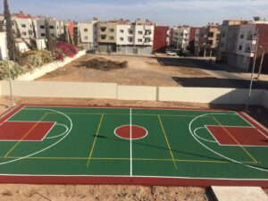 Residential area with sports court