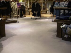Fashion store with wooden displays