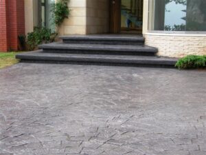 Stone pathway and stairs at building entrance