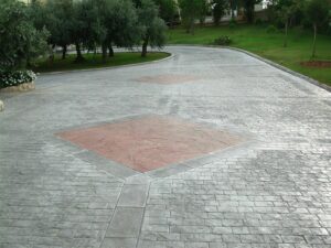 Decorative stone pavement with greenery