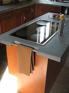 Modern kitchen island with electric stove