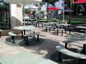 Modern outdoor dining area setup