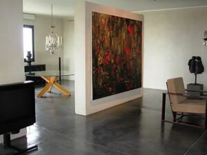 Contemporary interior design with large artwork