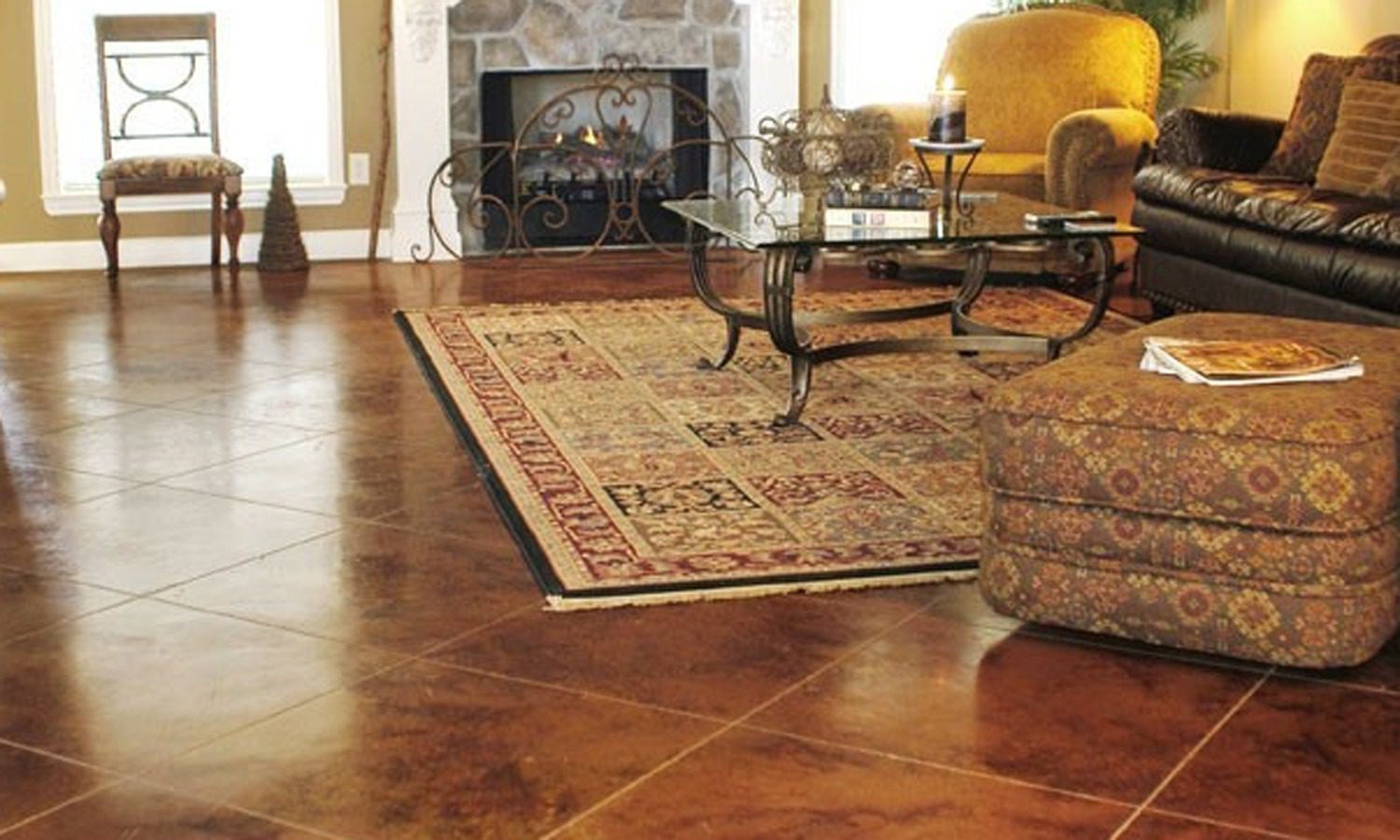 Cozy living room with patterned rug