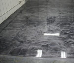 Shiny epoxy-coated concrete floor