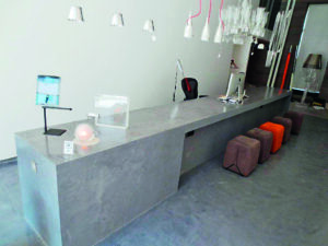 Contemporary workspace with lighting fixtures