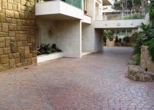Elegant courtyard with brick paving