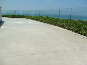 Seaside terrace with glass railing