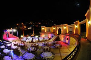 Elegant venue with tables and lights