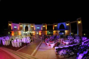 Elegant event setup with round tables