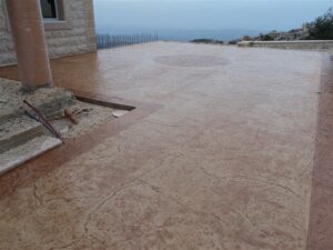 Textured concrete surface near building