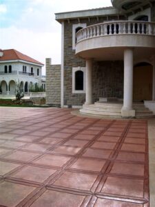 Elegant house with large tiled patio