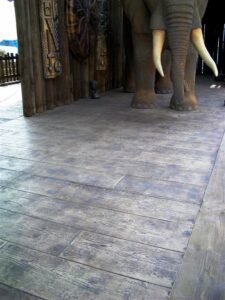 Wooden floor and elephant tusks