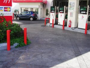 Gas station with fuel pumps