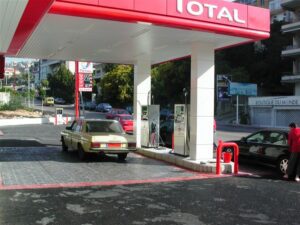 Gas station with cars refueling
