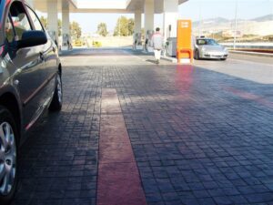 Cars at a gas station