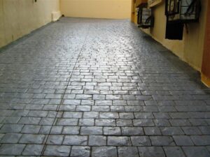 Stone-paved pathway leading uphill