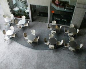 Modern patio seating arrangement