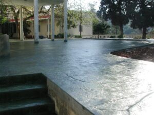 Outdoor area with trees and patio