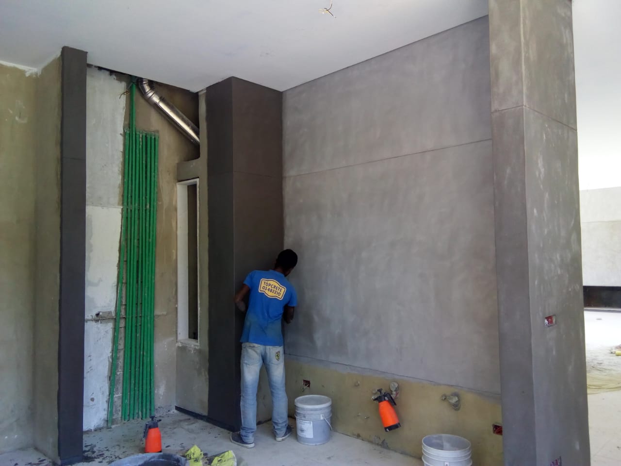 Man working on wall renovation