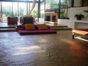 Open living room with large windows