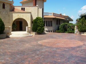 Luxurious mansion with arched entrance