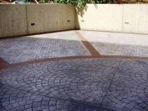 Empty paved area with shadows
