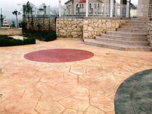 Outdoor patio with stone steps