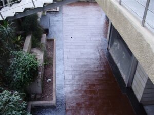 Shiny outdoor walkway and garden