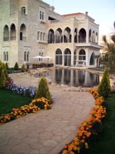 Luxurious mansion with arches and pool
