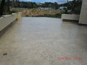 Large concrete surface with scenic background