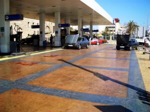 Gas station with cars refueling