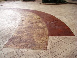 Textured concrete surface with arc pattern
