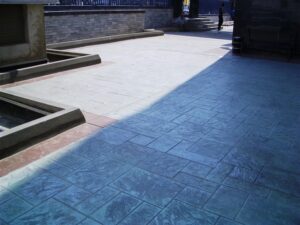 Courtyard with textured paving stones
