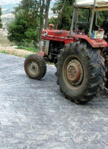 Old tractor with large wheels