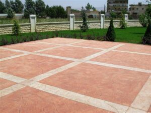 Paved courtyard with geometric design