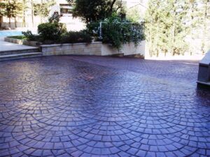Circular patterned stone flooring