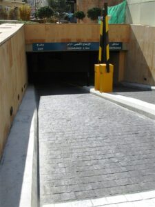 Ramp leading to underground parking area