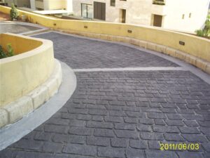 Cobblestone walkway in a courtyard