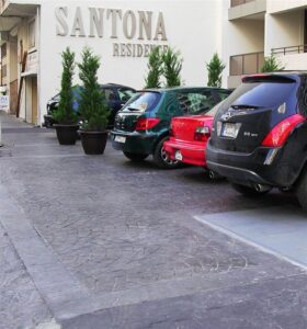 Cars parked outside Santona Residence entrance