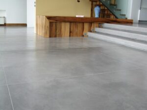 Minimalist interior with polished concrete floor
