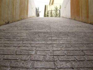 Steep path with textured stone surface