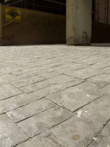 Concrete pavement with visible tiles