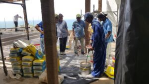 Team working on building construction project