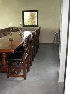 Dining room with wooden table and chairs