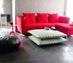 Cozy seating area with vibrant decor